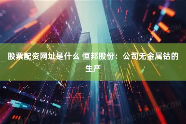 股票配资网址是什么 恒邦股份：公司无金属钴的生产